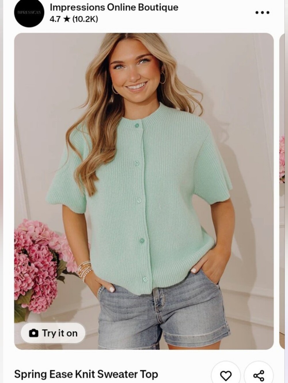 Spring Ease Knit Sweater Top - Mint